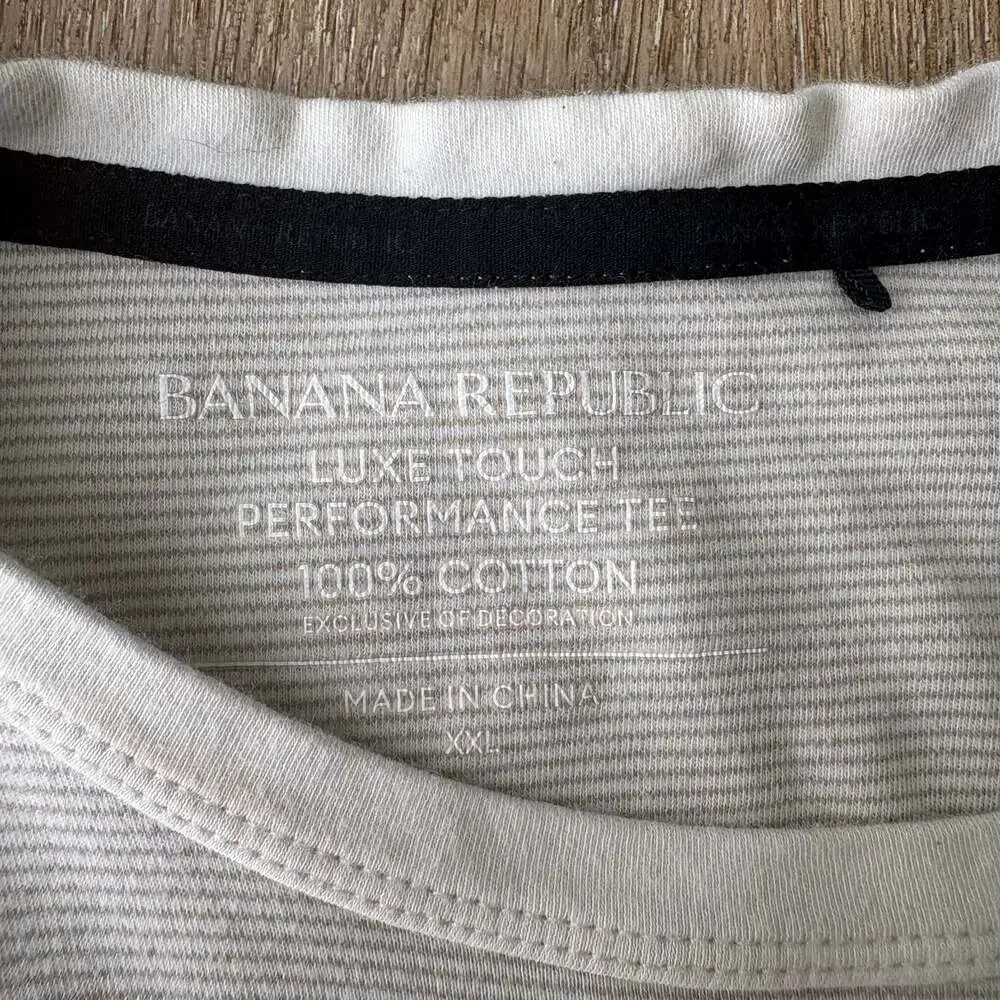 Banana Republic LuxeTouch Performance Striped Tee Mens Size XXL 100% Cotton